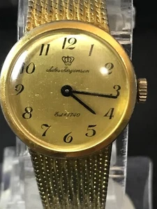Jules Jurgensen 17 Jewels 27mm Golden Manual Windup Ladies Watch, Runs (Lot2020) - Picture 1 of 15