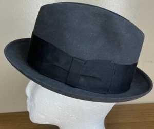 Vintage 1950s Cavanagh Edge Felted Fedora Hat New York 6 7/8 Gray Banded - Picture 1 of 8