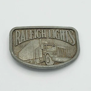 Vintage Raleigh Lights Semi Truck Trucking Big Rig 18 Wheeler Belt Buckle - Picture 1 of 4