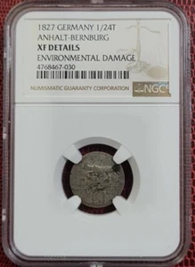 1827 GERMANY ANHALT-BETNBURG 1/24 Thaler NGC XF DETAILS SILVER 0.368 [KM#79] - Picture 1 of 7