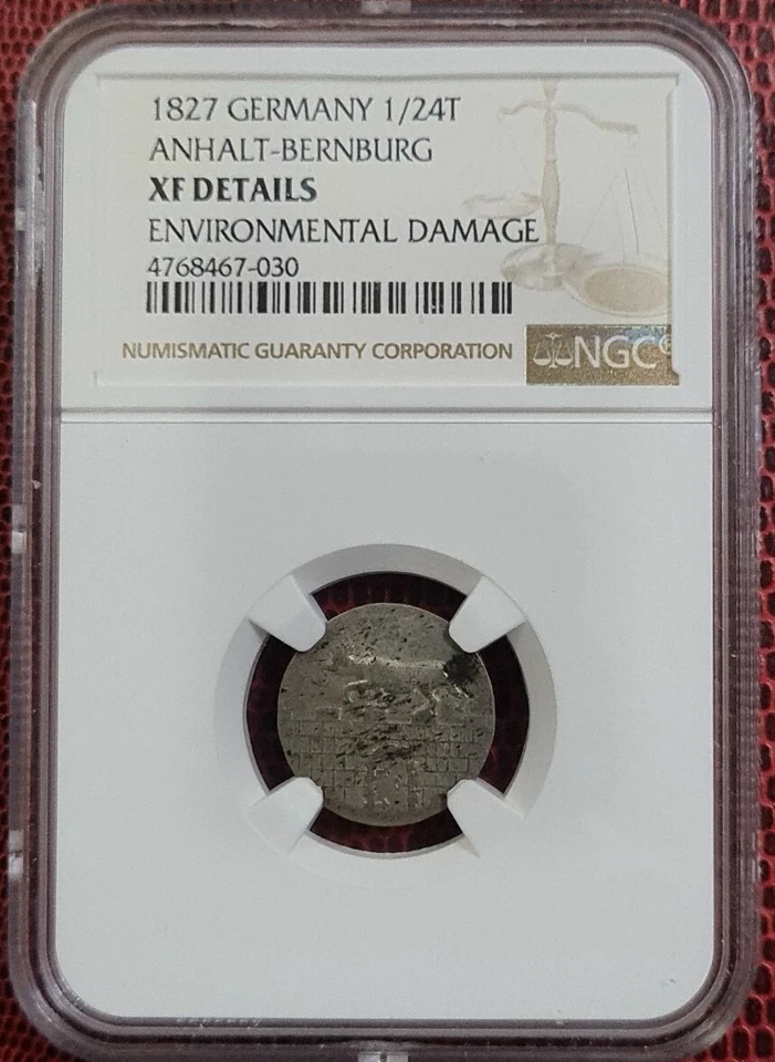 1827 GERMANY ANHALT-BETNBURG 1/24 Thaler NGC XF DETAILS SILVER 0.368 [KM#79] - Image 1 of 4