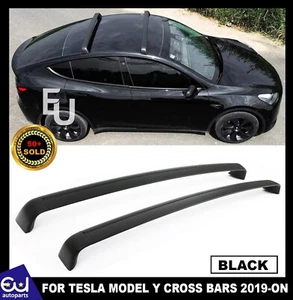 FOR TESLA MODEL Y ALUMINUM BLACK LUGGAGE ROOF CROSS RAILS BARS RACK 100% OEM FIT - Picture 1 of 16