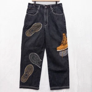 Timbas de trabajo parche de mezclilla urbana vintage AZUL CRUDO con cordones holgadas 34x28,5 (real) - Imagen 1 de 9