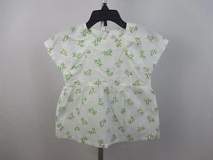 Neu mit Etikett Zara Baby Mädchen Größe 9/12 Monate kurzärmliges Shirt weiß grün Bambusmuster - Bild 1 von 4