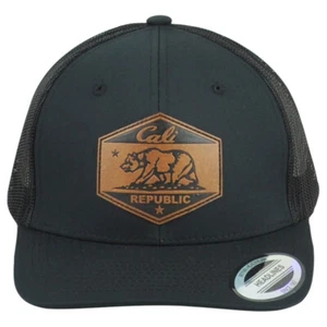 Cappello da camionista nero Republic California Cali USA Snapback patch curva - Foto 1 di 4