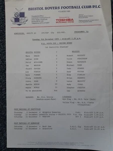 BRISTOL ROVERS v READING FA Youth CUP 4 Dec 1984 rare programme - Picture 1 of 2