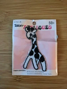 Vintage Giraffe Appliques Patch Talon 3.5” New In Package 1970’s Polyester - Picture 1 of 2