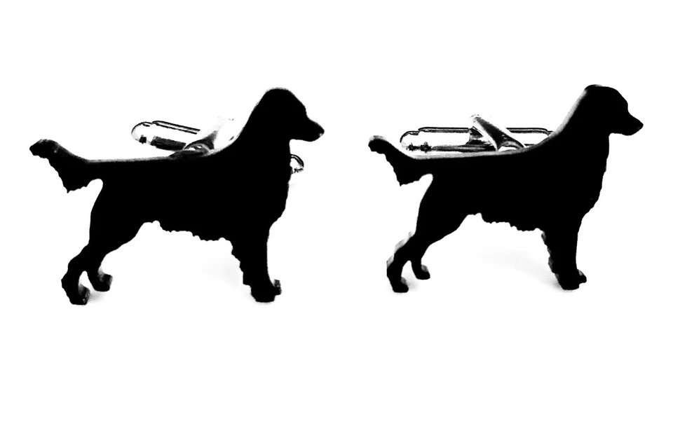 Flat Coated Retriever Dog Mens Novelty Dog Shirt Cufflinks In Black Acrylic - Image 1 of 1