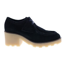 Zapatos para mujer Clarks Wallabee Block 26164402 negros de gamuza con cordones tacones de bloque