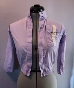 70s Vintage MCM Bomber Jacket, Juniors Purple Stepping Stones Retro XS - Picture 1 of 10