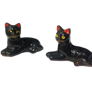 Vintage Paar Redware schwarze Katzenfiguren | charmant, vielseitig und gruselig - Bild 1 von 10