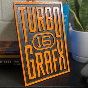 Large Engraved Turbo Grafx 16 Logo Video Game Wall Art Collectable Sign - Picture 1 of 4