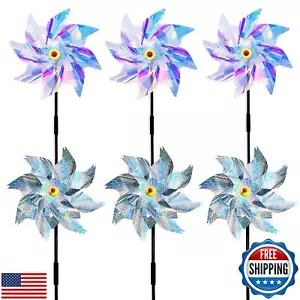 6 Pack Windmills for Yard,Reflective Pinwheels with Stakes,Pinwheels for Yard - Picture 1 of 5