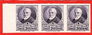 ESPAÑA 1932 EDIFIL 666s FRANCISCO PI I MARGALL LUJO TIRA DE TRES BORDE DE PLIEGO - Bild 1 von 1