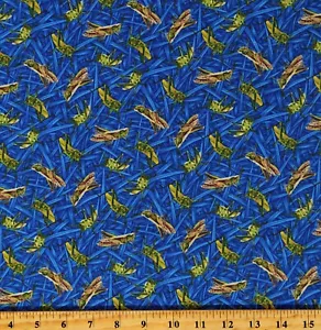 Cotton Grasshoppers Insects Bugs You Bug Me Fabric Print by the Yard D784.90 - Picture 1 of 1