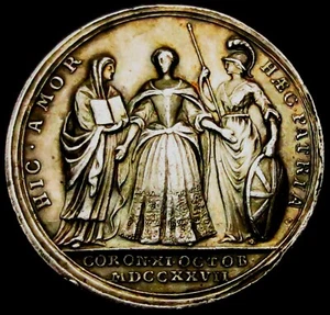 X007: Medalla de Plata Jorge II de 1727 - Coronación Real de Carolina - MI 480/8 - Imagen 1 de 2