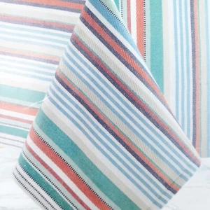 Fabric Tablecloth 60x102 Multi Yarn Dye Stripe Cotton - Picture 1 of 3