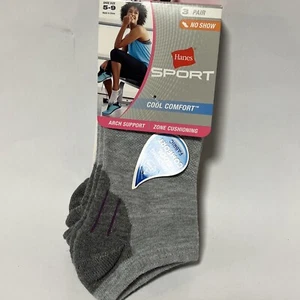 Hanes Sport coole bequeme unsichtbare Damensocken Größe 5-9 3er-Pack brandneu mit Etikett - Bild 1 von 5