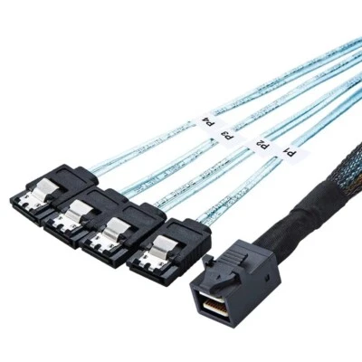 P56 Mini SAS SFF-8643 auf 4x SATA 7pin Splitter Kabel Festplatten Datenkabel 1m - Bild 1 von 4