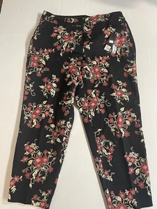 Lane Bryant New Black Floral Print Pants Glamour X The Lena size 14 stretch wais - Picture 1 of 9