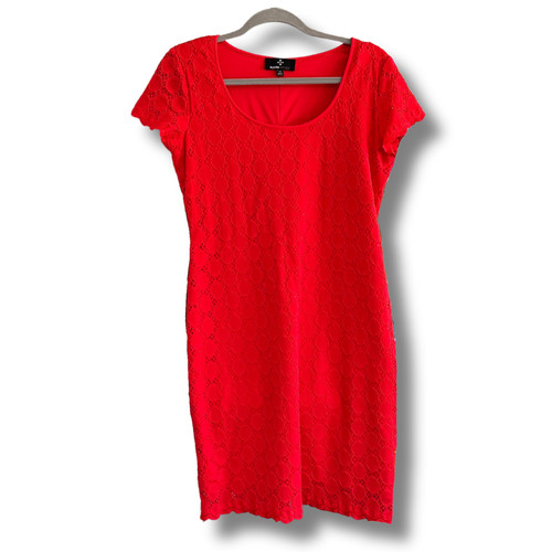 VALENTINO Mini Abito Uncinetto 10 Rosso Ciliegia Occhielli Pizzo Ronni Nicole Party Casual Elasticizzato