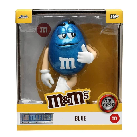 Jada Toys 4” METALFIGS: Blue M&M Die-Cast Figure with Display Base Cover