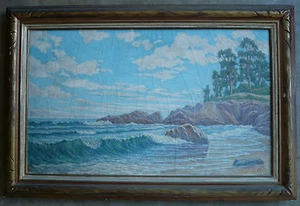 VICTOR BOYGLE, EARLY CALIFORNIA CA PLEIN AIR IMPRESSIONIST VINTAGE OIL COASTAL - Picture 1 of 11