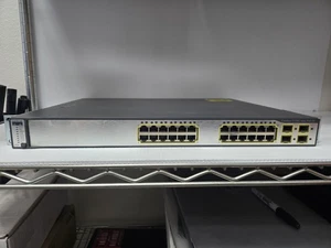 Cisco WS-C3750G-24PS-S 24 Port PoE-24 3750G Gigabit Switch w/ Rack Ears - Picture 1 of 5