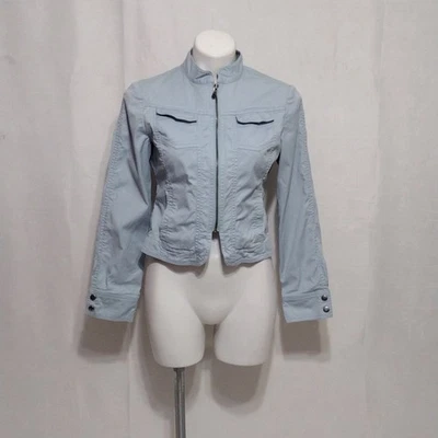 Chaqueta Cabi Cremallera Frontal Dobby Sarga Recortada Ligera Pequeña Informal Elegante Capas Foto 1 de 4