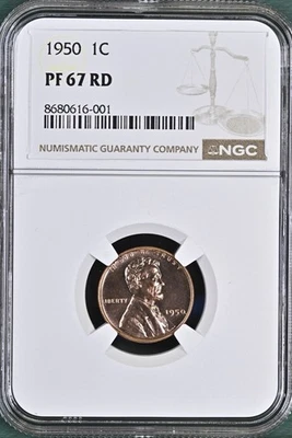 1950 Proof Lincoln Wheat Cent 1C NGC PF67 RD NICE SHINING COIN! BX3-11,12 - Image 1 of 4
