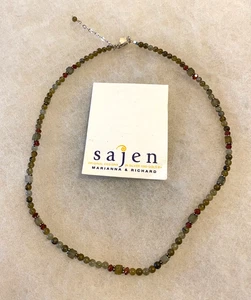 Sajen 925 Labradorit und facettierter Granat Halskette - 18 Zoll mit 2 Zoll Extender - Bild 1 von 6