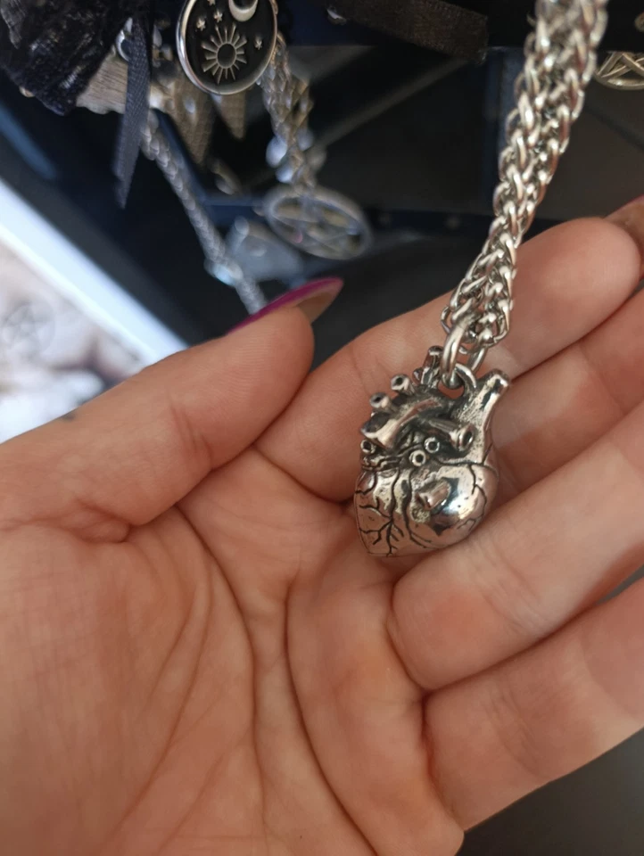 Collana Con Cuore Anatomico In Acciaio Inossidabile - Immagine 1 di 1