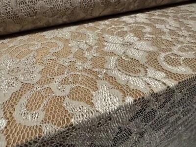 Stretch Lace Dress Fabric, Per Metre - Flower Design - Mid Brown - Image 1 of 3