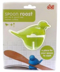 Green Spoon Roost Rest Bird Shaped Pot Clip Silicone  DCI - Picture 1 of 2