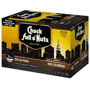 Chock Full O' Nuts Colombian Coffee 12 to 144 K cup pods Pick Any Size FREE SHIP - Picture 1 of 3
