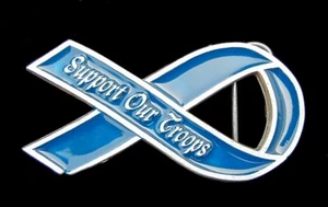 UNTERSTÜTZEN SIE UNSERE TRUPPEN BLAUES BAND GÜRTELSCHNALLE MOBTOWN HERGESTELLT IN DEN USA - Bild 1 von 2