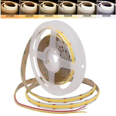 CCT COB LED Strip Lights 608LEDs/m Dimmable 2700~6500K Flexible Tape Light 24V - Image 1 of 4