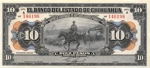 Mexico / Chihuahua  10  Pesos  ND. 1913  Series A  Uncirculated Banknote  - Picture 1 of 2