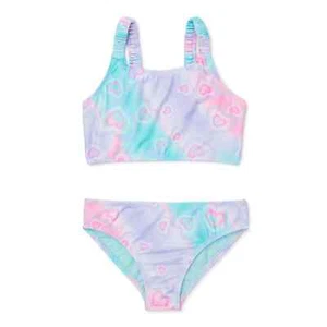 Wonder Nation Girls XL 14-16 Tie Dye Ruched Strap Bikini Swimsuit with UPF 50+ - Picture 1 of 3