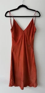 VINTAGE SVNR Seta Vee Rosso Mini Abito Slip Donna - Grande - Foto 1 di 8