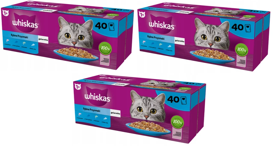 WHISKAS FISCHKÖSTLICHKEITEN 4 GESCHMACKSRICHTUNGEN IN GELEE 40x85G