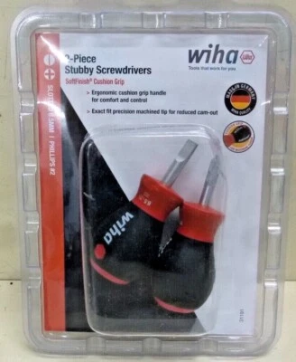 ¡NUEVO! Juego de destornilladores WIHA Softfinish Stubby ranurados y Phillips, 2 piezas, 31191 Foto 1 de 2