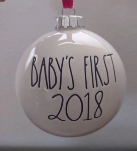2018 Baby's First Christmas Ornament Rae Dunn by Magenta Ivory Block Letters - Picture 1 of 5