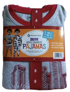 Member's Mark Boy's 4-Piece Mix-N-Match Favorite Pajama Set Firetrucks sz 8 - Picture 1 of 4