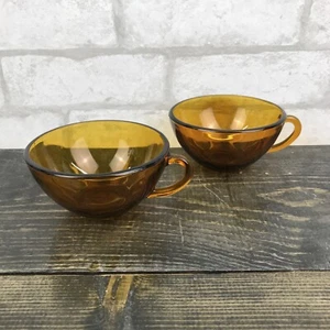 Vtg Fortecrisa Mexico Set of 2 vintage Clear Amber Tea Cups - Picture 1 of 5