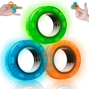 Magnetic Fidget Rings for Adults and Kids – Glow-In-The-Dark ADHD Fidget Toys wi - Picture 1 of 14