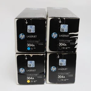 Genuine HP 304A Toner Cartridges Bundle Black (2) Blue & Yellow - New Sealed - Picture 1 of 5