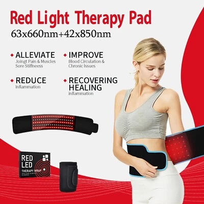 660/850nm Laser Red Light Therapy Waist Wrap Pad Belt Pain Relief Weight Loss - Image 1 of 4