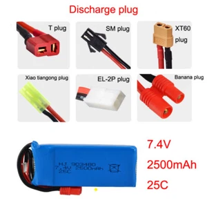 Batería Lipo 2500mah 7,4 V para MJX Hyper Go H16H 16207 16208 16209 16210 1/16 radiocontrol - Imagen 1 de 15