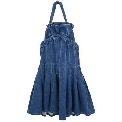 Chanel джинсовой ткани с бретелью через шею платье индиго 07C #36 187037 - Изображение 1 из 4